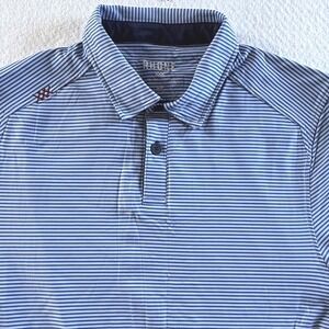Rhone Polo Shirt Mens Small Blue White Striped Short Sleeve Performance Golf